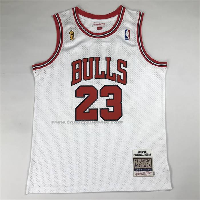 Maglia Chicago Bulls Michael Jordan No 23 Autentico 1995-96 Bianco